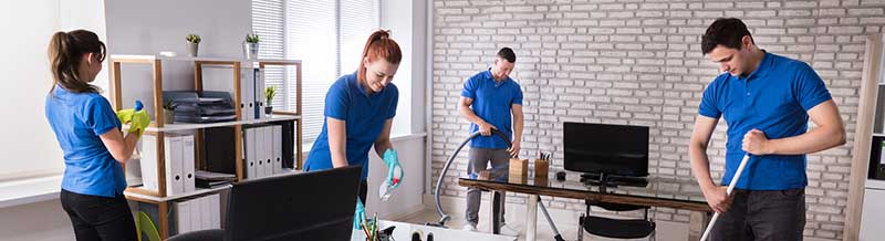 Cleaning crew at an office building